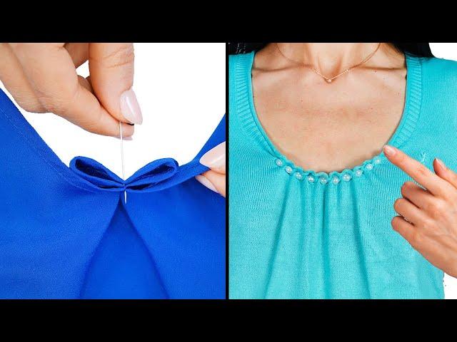 Amazing tricks - how to downsize a wide neckline easily! Miarti ️