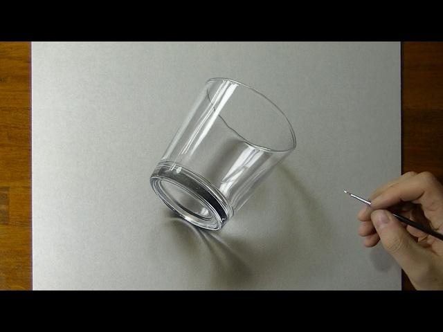 Drawing of a simple glass - How to draw 3D Art