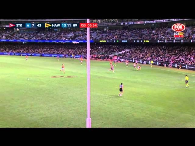 Round 10 AFL - Leigh Montagna's boundary line goal