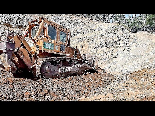 Forest/Path Combining and New Road Construction with Dozer Caterpillar bulldozer