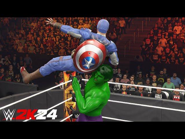 Hulk Vs Captain America | Avenger vs Avenger Match - WWE 2K24 - PS5 [4K]