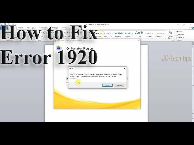 How to Fix Error 1920 Service "Office Software Protection Platform"(osppsvc) failed to start.