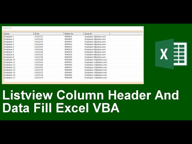 Listview Column Header And Data fill Excel VBA