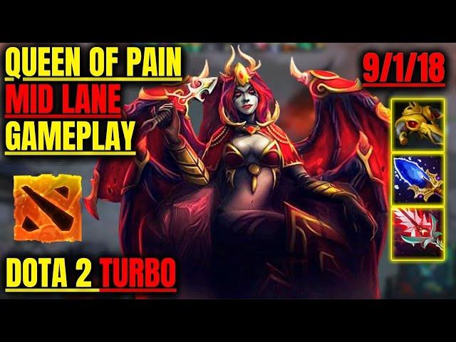 Queen Of Pain 9/1/18 [MID LANE] [Gameplay DOTA 2 Turbo] 7.35