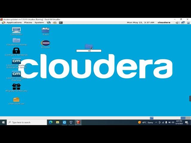 How to share from window folder or file to VirtualBox in Cloudera