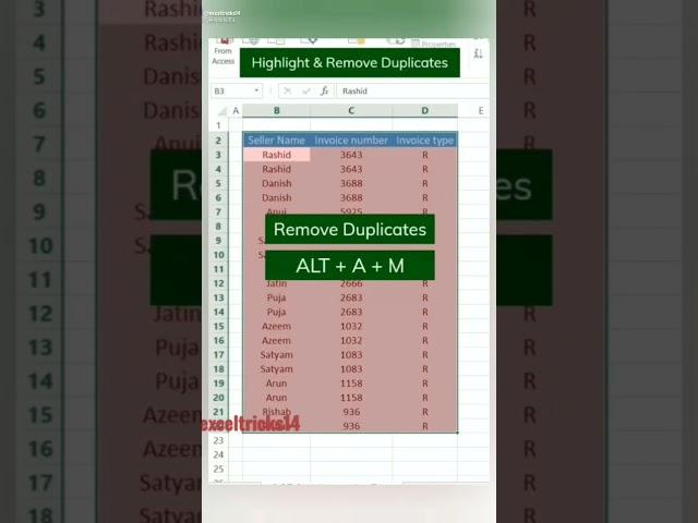 How to find & remove duplicate entries in excel