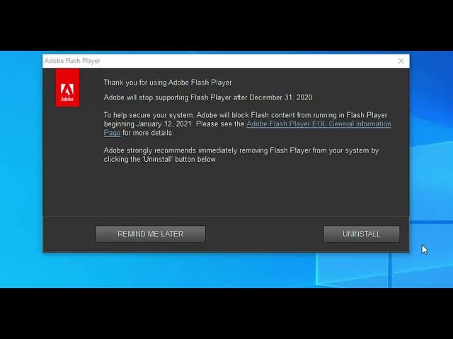 Flash Player Uninstall Message - What to do!