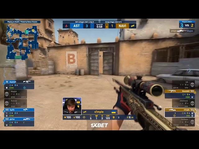 s1mple ACE and clutch 1v3 against Astralis on Dust 2 | IEM Cologne 2021 | Group Stage