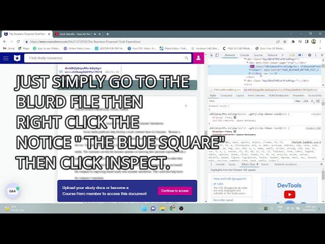 UNBLUR COURSE HERO USING INSPECT TOOL