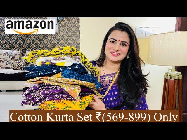 Affordable Amazon Cotton Kurta Set Haul Under ₹899, Kurta Pant Set With Dupatta, Anarkali Kurti