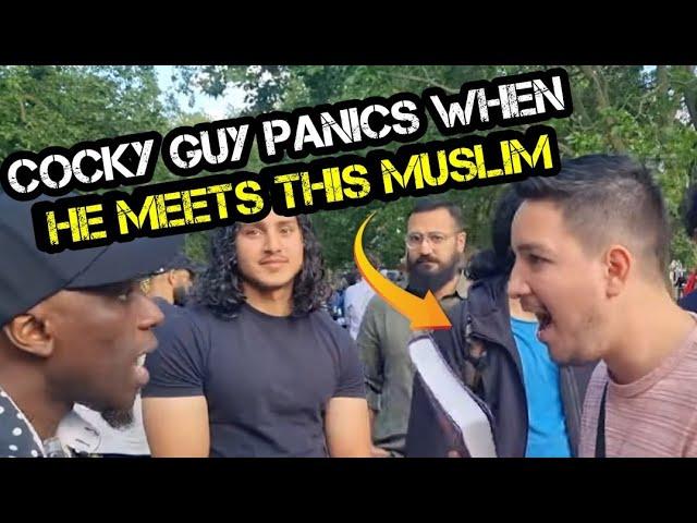 COCKY GUY PANICS WHEN HE MEETS THIS MUSLIM | LAMIN AND CHRISTIAN SPEAKERS CORNER SAM DAWAH