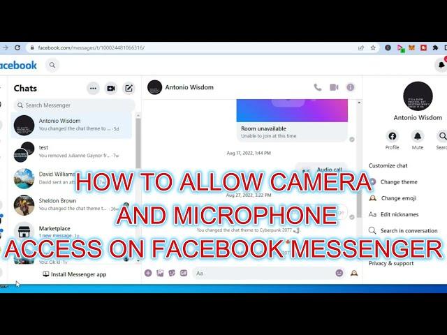 HOW TO ALLOW CAMERA AND MICROPHONE ACCESS ON FACEBOOK MESSENGER ON LAPTOP