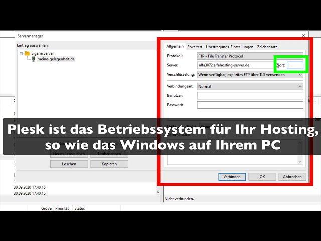 Filezilla mit dem Server verbinden und Ordner hochladen Wordpress eigene Webseite