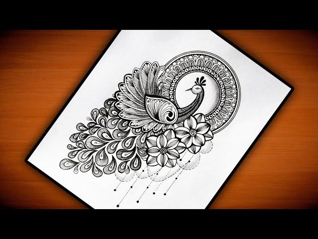 Peacock Mandala art|Peacock Pencil drawing|How to draw mandalaart |Peacock @VennilaYLCreations