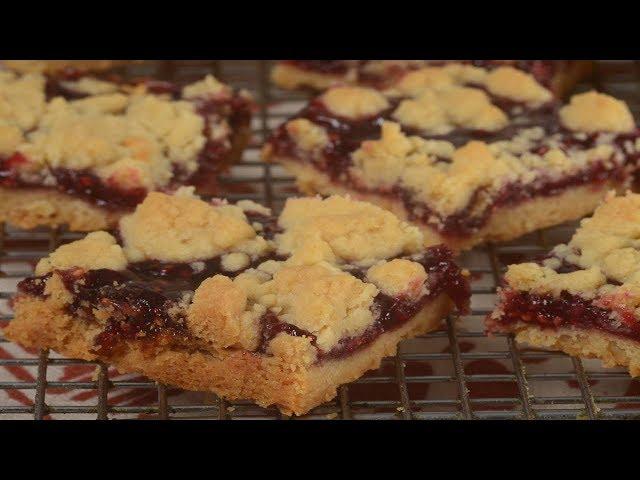 Raspberry Shortbread Bars Recipe Demonstration - Joyofbaking.com