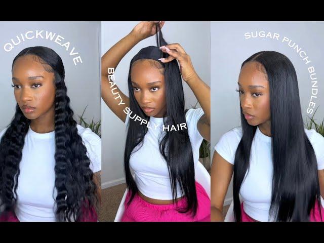 half up half down quickweave using beauty supply hair Sugar Punch