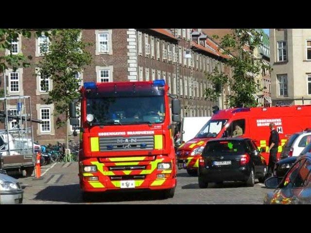 5 x københavns brandvæsen brandbil i udrykning