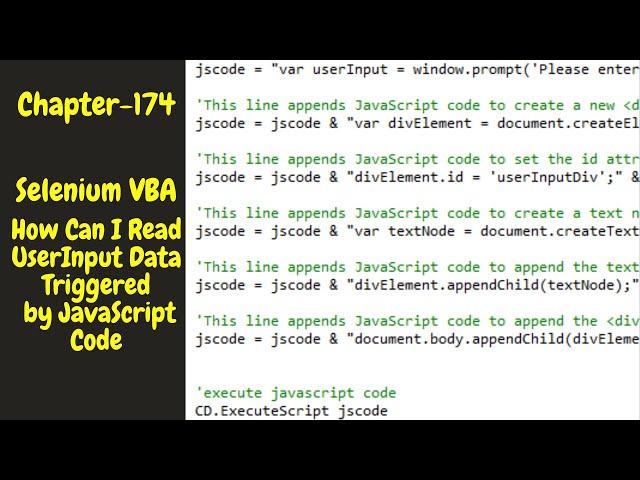 Selenium VBA - How Can I Read UserInput Data Triggered by JavaScript Code