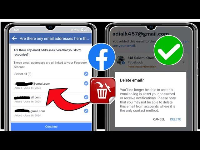 Facebook Number & Gmail Remove 2024 | How to Remove Gmail or phone number from Facebook