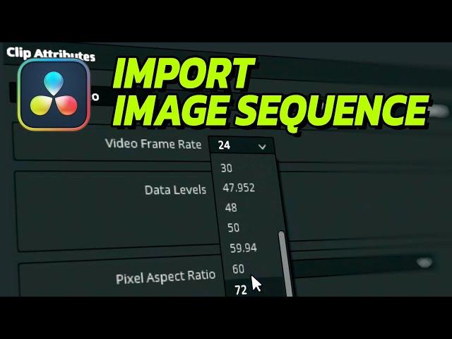 Import image sequence in DaVinci Resolve 18