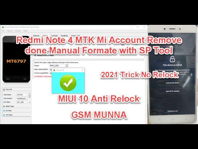 Redmi Note 4 MTK (nikel) Mi Account Remove done with SP flash tool Free Download