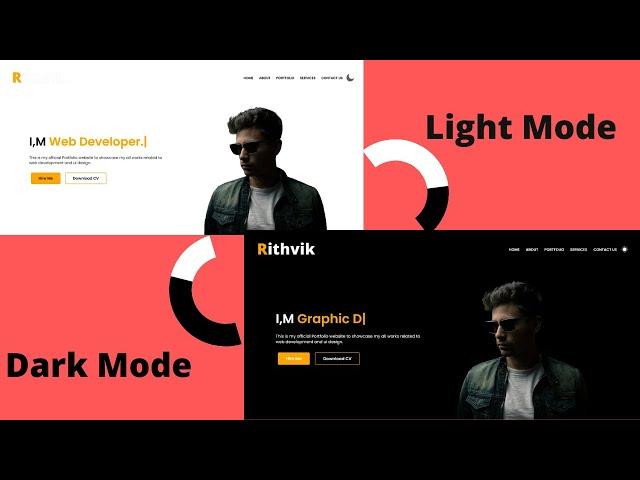 How to make a website with a DARK and LIGHT theme using HTML CSS and Javascript