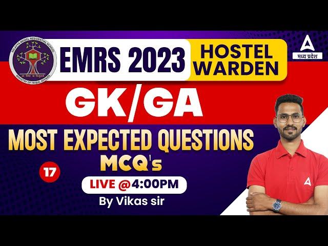 EMRS Hostel Warden Classes | GK/GA | Most Expected Questions | PYQs/MCQs | by Vikas Sir #17