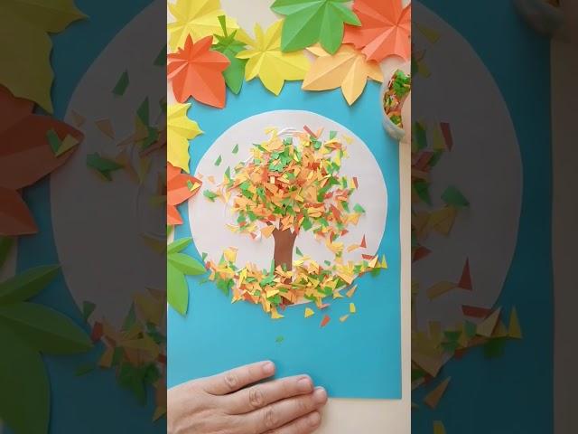 Аппликация Осеннее Дерево Autumn Tree with Paper #falltree #crafts #поделки