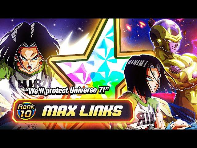 INVINCIBLE!! LR INT Universe 7 & PHY Android 17 Golden Frieza EZA 100% Max Links | DBZ Dokkan Battle