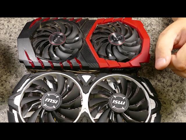 Видеокарты MSI GTX1070 ARMOR vs GAMING