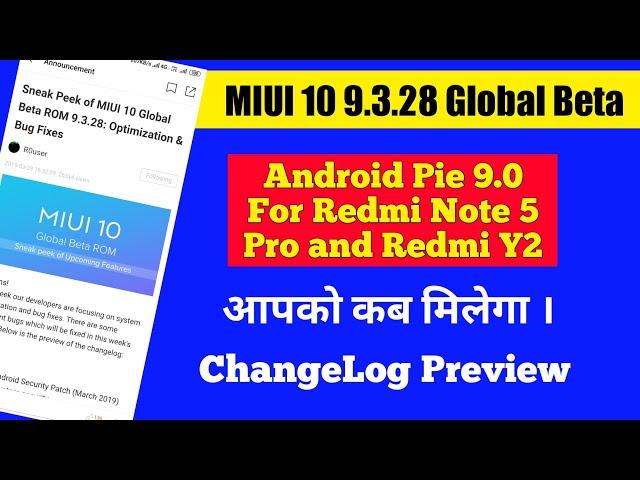 Miui 10 9.3.28 Global Beta Update | Android Pie 9 For Redmi Note 5 Pro and Redmi Y2