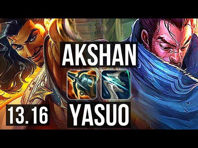 AKSHAN vs YASUO (TOP) | 10/0/4, 1400+ games, 6 solo kills, Legendary | KR Master | 13.16