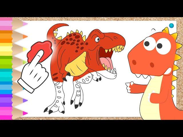 Aprende con Eddie El Dinosaurio Cómo Colorear un T REX! 