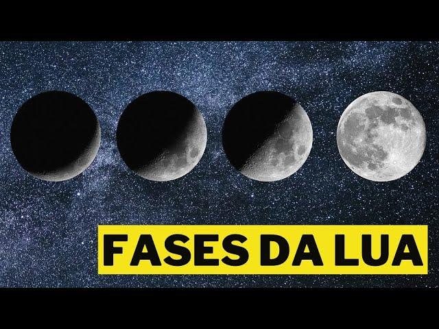 4 FASES DA LUA – O SATÉLITE NATURAL DA TERRA – NOVA, CRESCENTE, CHEIA E MINGUANTE