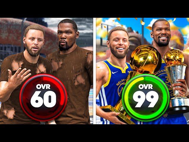 STEPH CURRY and KEVIN DURANT BUILD 60 OVR to 99 OVR in 1 VIDEO (No Money Spent + No MyCareer)