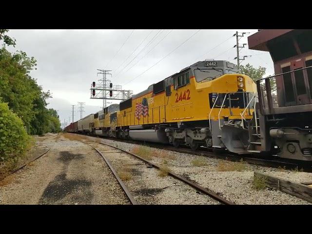 KCS 5008 leads large lashup with LTEX ex-UP SD60Ms on CPKC 247 at Morton Grove