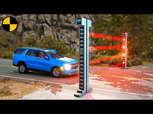 Cars vs Laser Gate  BeamNG.Drive