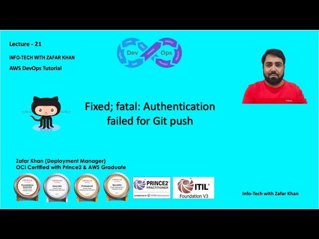 Fixed; fatal: Authentication failed to push into GitHub | Info-Tech with Zafar Khan