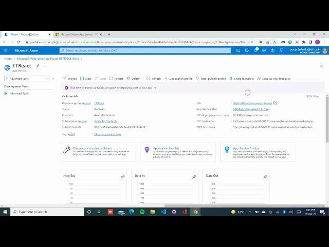 Deploying React Web Application on Microsoft Azure.