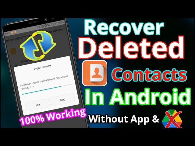 How To Recover Deleted Contacts In Any Android Without Backup In 2022 | Restore Deleted contacts