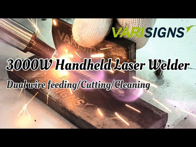 3000W Handheld Laser Welder with dual wire feeder to weld 10mm thicker steel cutting and cleaning