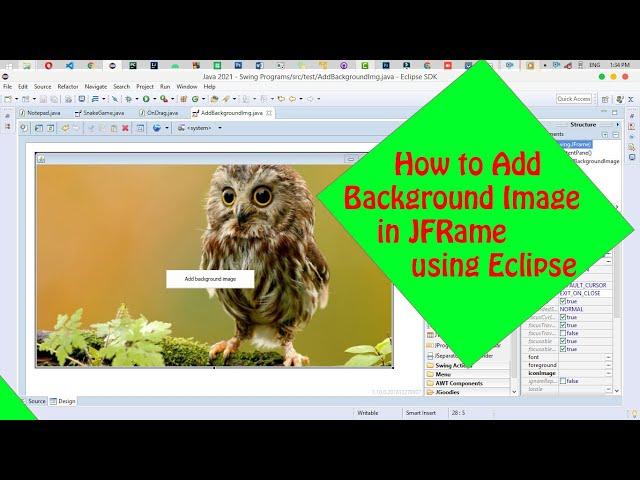 How to add Background image in JFrame Using eclipse IDE (Java)