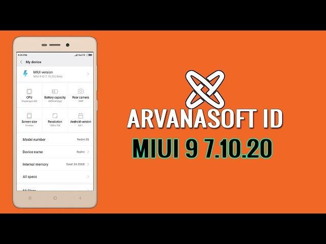 [Face Lock]MIUI 9 7.10.20 Arvanasoft ID On Redmi 3s/3x/3s prime/plus Preview & Donload Links 2017