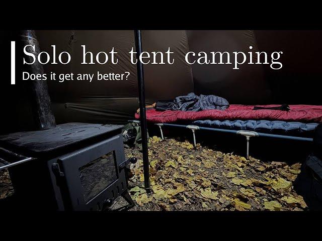 Solo Autumn Camping in a Hot Tent with Wood Stove | Forest Adventure