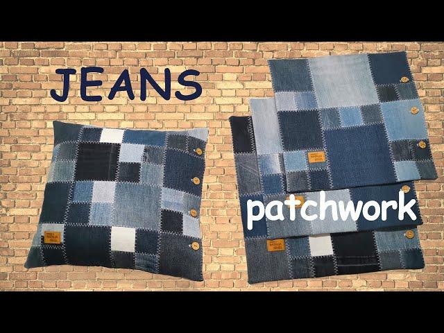 Denim pillows: patchwork for beginners. English subtitles (automatic)