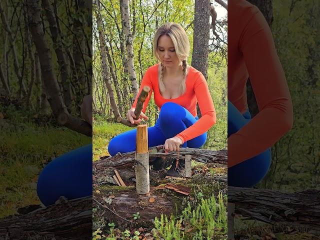 Real forest GIRL  #camping #survival #bushcraft #outdoors