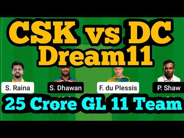 CSK vs DC Dream11|CSK vs DC|CSK vs DC Dream11 Team|