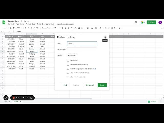 How to search in google sheets