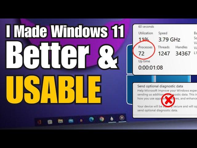I Made Windows 11 USABLE with No SPYING & No BLOATWARE