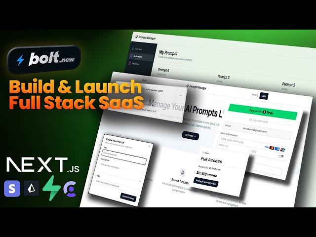 How I Built SaaS with Bolt.new AI Step by Step (+ NextJs, Supabase, Clerk, Stripe, Prisma)